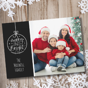 Minimalist Photo Merry Bright Christmas Holiday Card