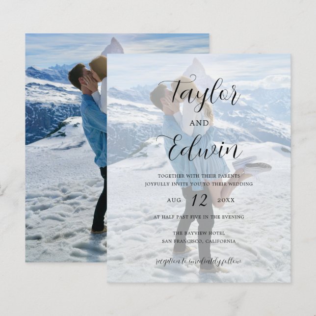 Minimalist Photo Modern Budget Wedding Invitation (Front/Back)