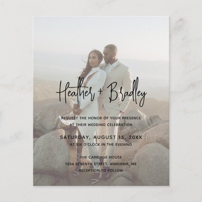 Minimalist Photo Modern Budget Wedding Invitation (Front)