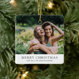 Minimalist Photo Modern Christmas Ceramic Ornament