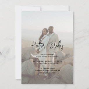 Minimalist Photo Modern Engagement Party Invitation