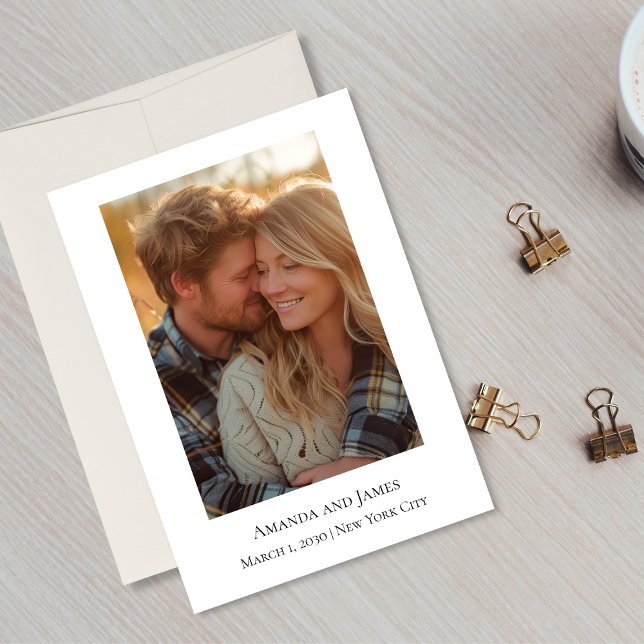 Minimalist Photo | Modern Wedding Announcement (Photo Save The Date Card)