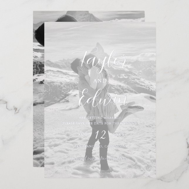Minimalist Photo Modern Wedding Save the Date (Front/Back)