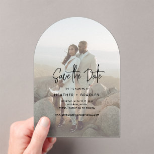 Minimalist Photo Modern Wedding Save the Date Acrylic Invitations