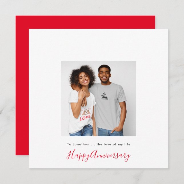 Minimalist photo Name Partner Custom Anniversary Card (Front/Back)