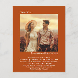 Minimalist Photo Orange BUDGET Wedding Invite