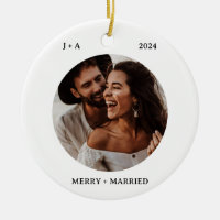 Minimalist Photo Ornament | Merry & Married Photo