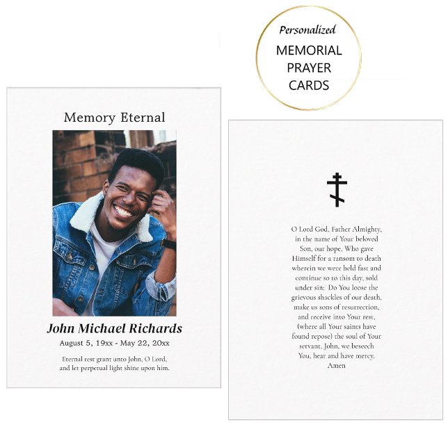 Minimalist Photo Orthodox Funeral Prayer Card (Creator Uploaded)
