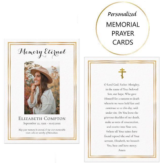 Minimalist Photo Orthodox Memorial Prayer Card     (Creator Uploaded)