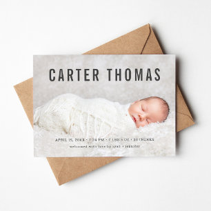 Minimalist Photo Overlay Birth Announcement