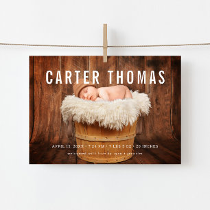 Minimalist Photo Overlay Birth Announcement Magnet