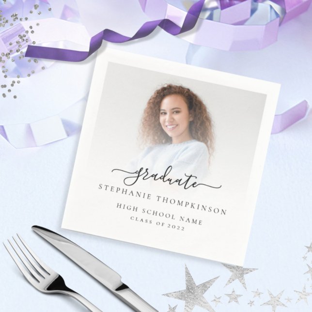 Minimalist Photo Overlay Script 2024 Graduation Napkin (Creator Uploaded)