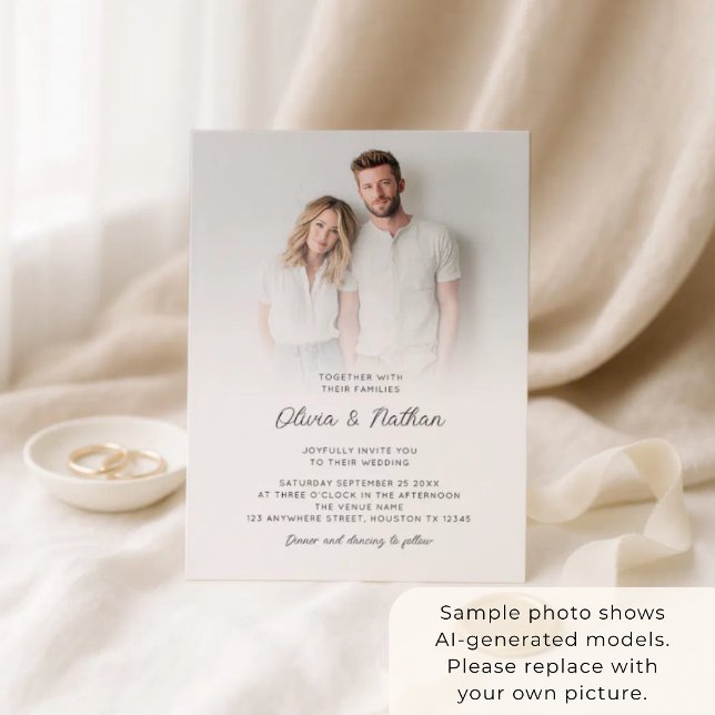 Minimalist photo Overlay Script QR Code Wedding Invitation (Creator Uploaded)