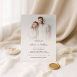 Minimalist photo Overlay Script QR Code Wedding Invitation<br><div class="desc">Minimalist photo Overlay Script QR Code Wedding available digitally and printed. Add your QR code to your wedding website on the back so your guests can RSVP and see all the details online without the need for separate enclosures. the Wedding of is in a non-editable stylish typography. Easily personalise the...</div>