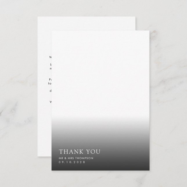 Minimalist Photo Overlay Shadow Border Wedding Thank You Card (Front/Back)