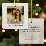 Minimalist Photo Personalised Text Keepsake Ceramic Ornament<br><div class="desc">Celebrate a quiet,  meaningful moment with this minimalist keepsake featuring your favourite photo and heartfelt words. A beautiful blend of warmth and simplicity,  designed to become a treasured reminder of forever.</div>