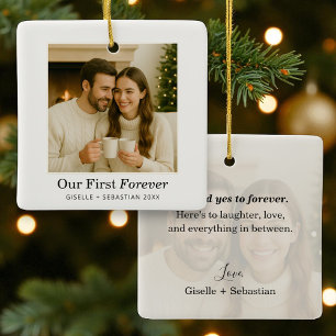 Minimalist Photo Personalised Text Keepsake Ceramic Ornament