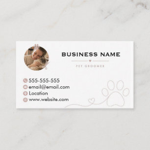 Minimalist Photo Pet Groomer Customisable Business Card