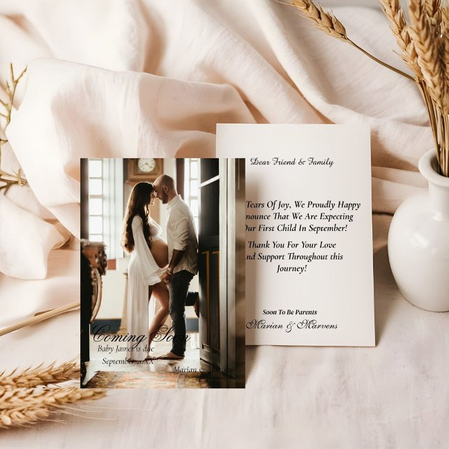 Minimalist photo pregnancy  announcement card (Creator Uploaded)