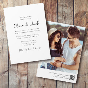 Minimalist Photo QR Code Script Wedding Invitation