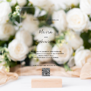 Minimalist Photo Qr Code Wedding Acrylic Invitations