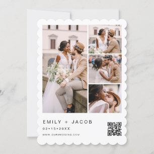 Minimalist Photo QR code White Wedding Invitation