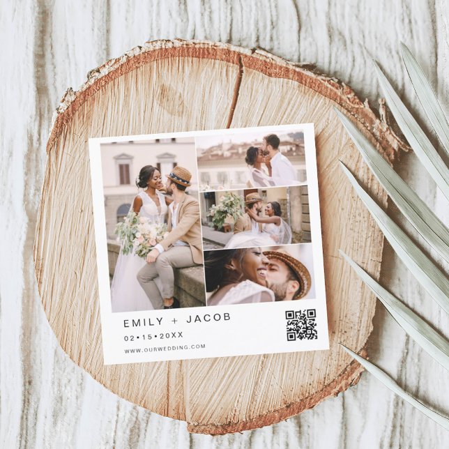 Minimalist Photo QR code White Wedding Invitation (Creator Uploaded)