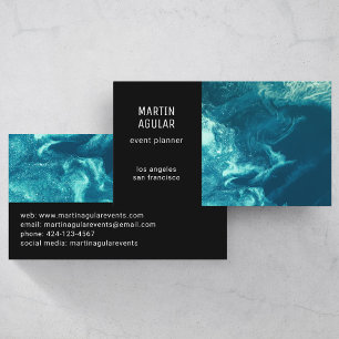 Minimalist Photo Satellite Space Swirling Blue Business Card