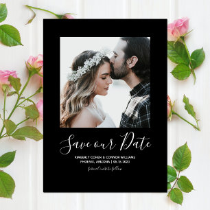 Minimalist Photo Save the Date Black
