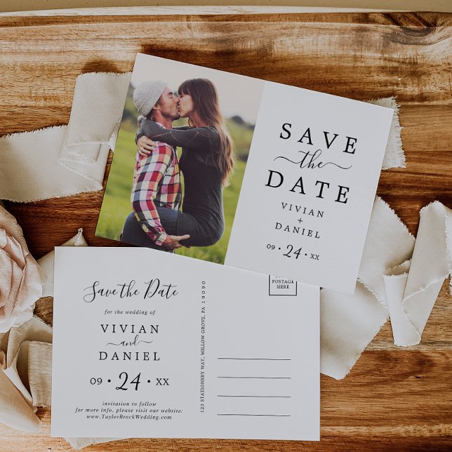 Minimalist Photo Save the Date Invitation Postcard (Creator Uploaded)