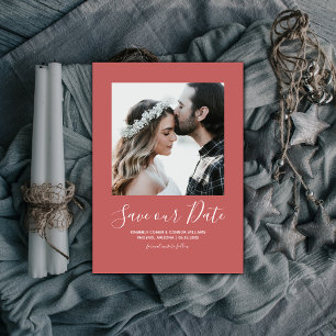 Minimalist Photo Save the Date   Red