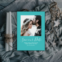 Minimalist Photo Save the Date | Teal