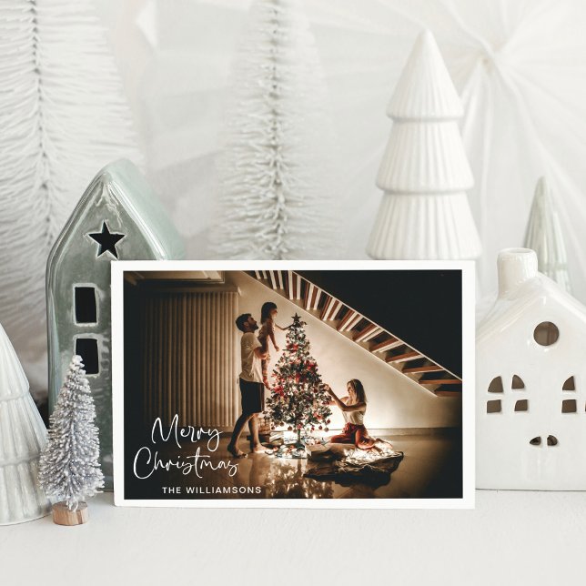 Minimalist Photo Script Handwriting Christmas  Holiday Card (Creator Uploaded)