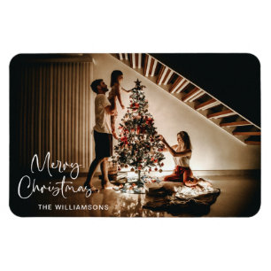 Minimalist Photo Script Handwriting Christmas Magnet