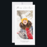 Minimalist Photo Script Merry Christmas Holiday Card<br><div class="desc">Minimalist Photo Script Merry Christmas. Available digitally and printed. Modern and minimalist,  with a styish set script for Merry Christmas. Replace the sample picture with your own and personalise the rest of the words on each side as required.</div>