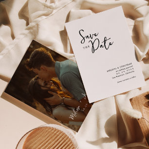 Minimalist Photo Script Wedding Save the Date Invitation