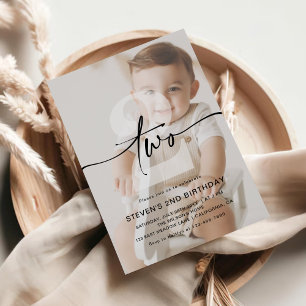 Minimalist Photo Second Birthday Invitation