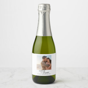 Minimalist Photo Simple Typography Wedding Sparkling Wine Label