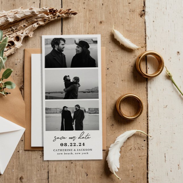 Minimalist Photo Strip Wedding Save the Date (Creator Uploaded)