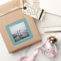 Minimalist Photo Teal Love & Thanks Wedding