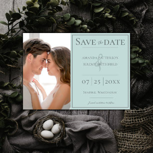 Minimalist Photo Teal Save the Date