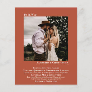 Minimalist Photo Terracotta BUDGET Wedding Invite