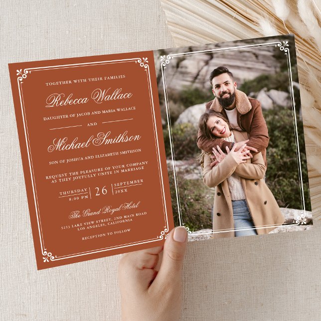 Minimalist Photo Terracotta QR Code Wedding Invitation (Creator Uploaded)