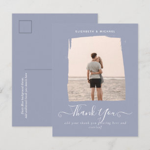 Minimalist PHOTO THANK YOU  Dusty Blue Postcard