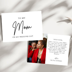 Minimalist Photo To My Mum On My Wedding Day Thank You Card