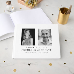 Minimalist Photo Tribute Memorial Celebration Guest Book