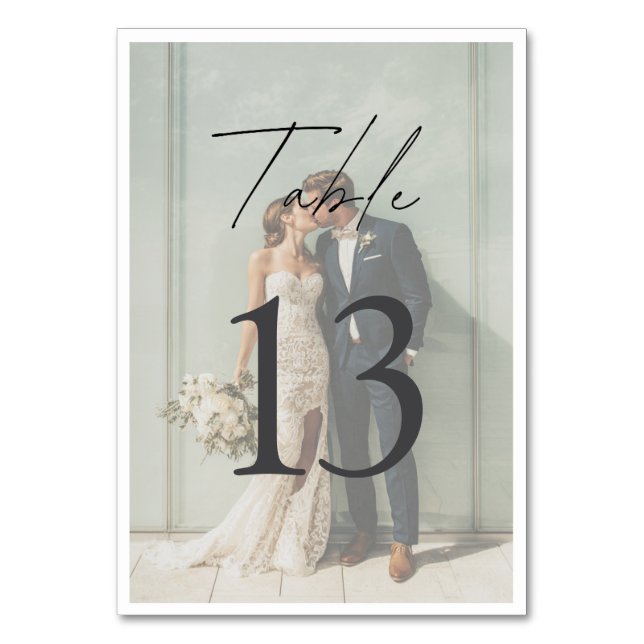Minimalist Photo Wedding  | Elegant Modern Table Number (Front)