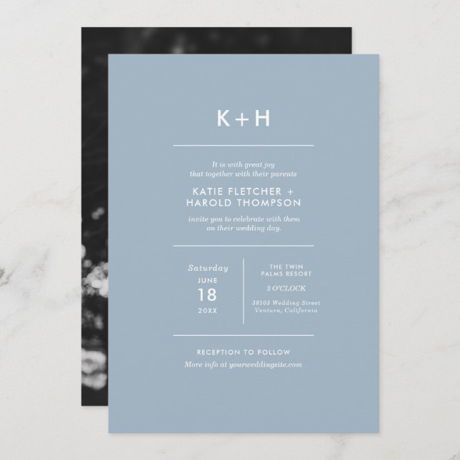Minimalist Photo Wedding Invitation (Front/Back)