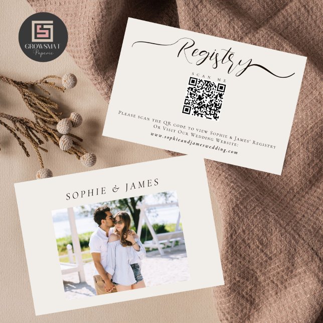 Minimalist Photo Wedding Registry Card And QR Code (Creator Uploaded)