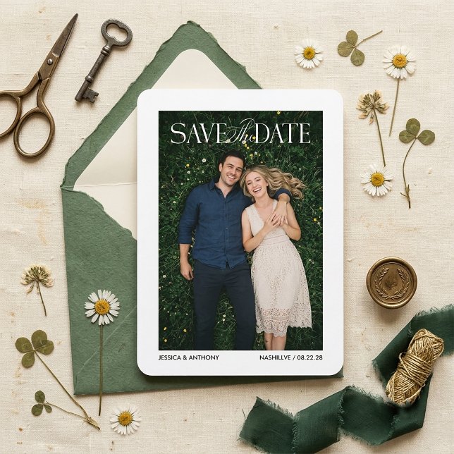 Minimalist Photo Wedding Save the Date (Simple Editorial Style Wedding Save The Date)